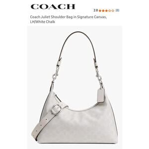 Coach Juliet Shoulder Bag In Signature Canvas Chalk CAM23 Outlet NWT Nickel